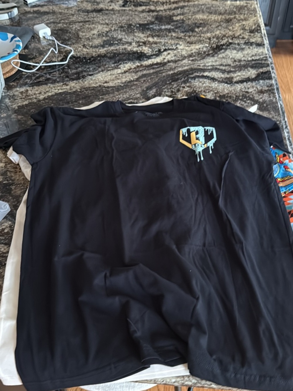 Men's Black Short-Sleeve Graphic Tee with Drip Shield